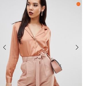 ASOS DESIGN Tall relaxed satin long sleeve shirt